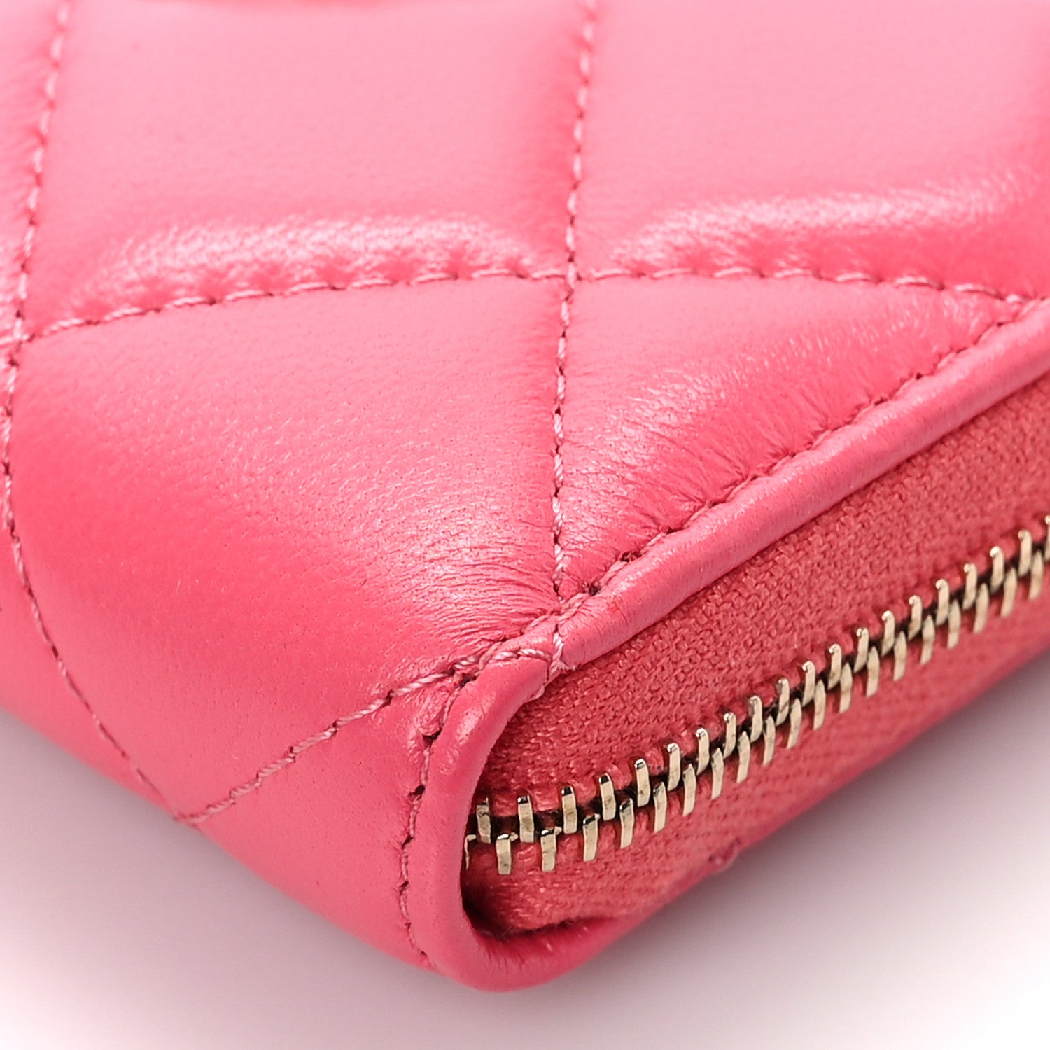Chanel Lambskin Plexiglass Quilted Coco Love Zip Coin Purse Pink 9 of 10