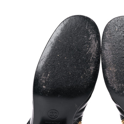 Chanel Calfskin Patent Cap Toe Boots 38.5 Black 9 of 14