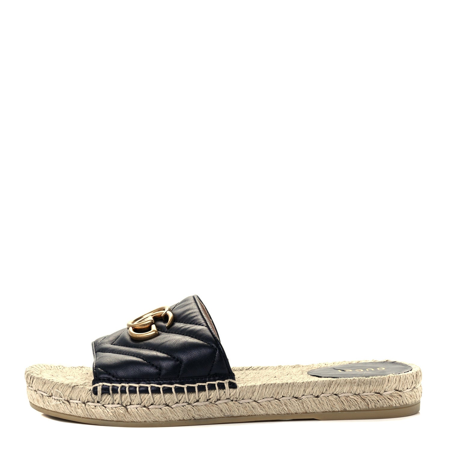 Gucci Nappa Matelasse GG Marmont Espadrille Slide Sandals 38 Black 1 of 12