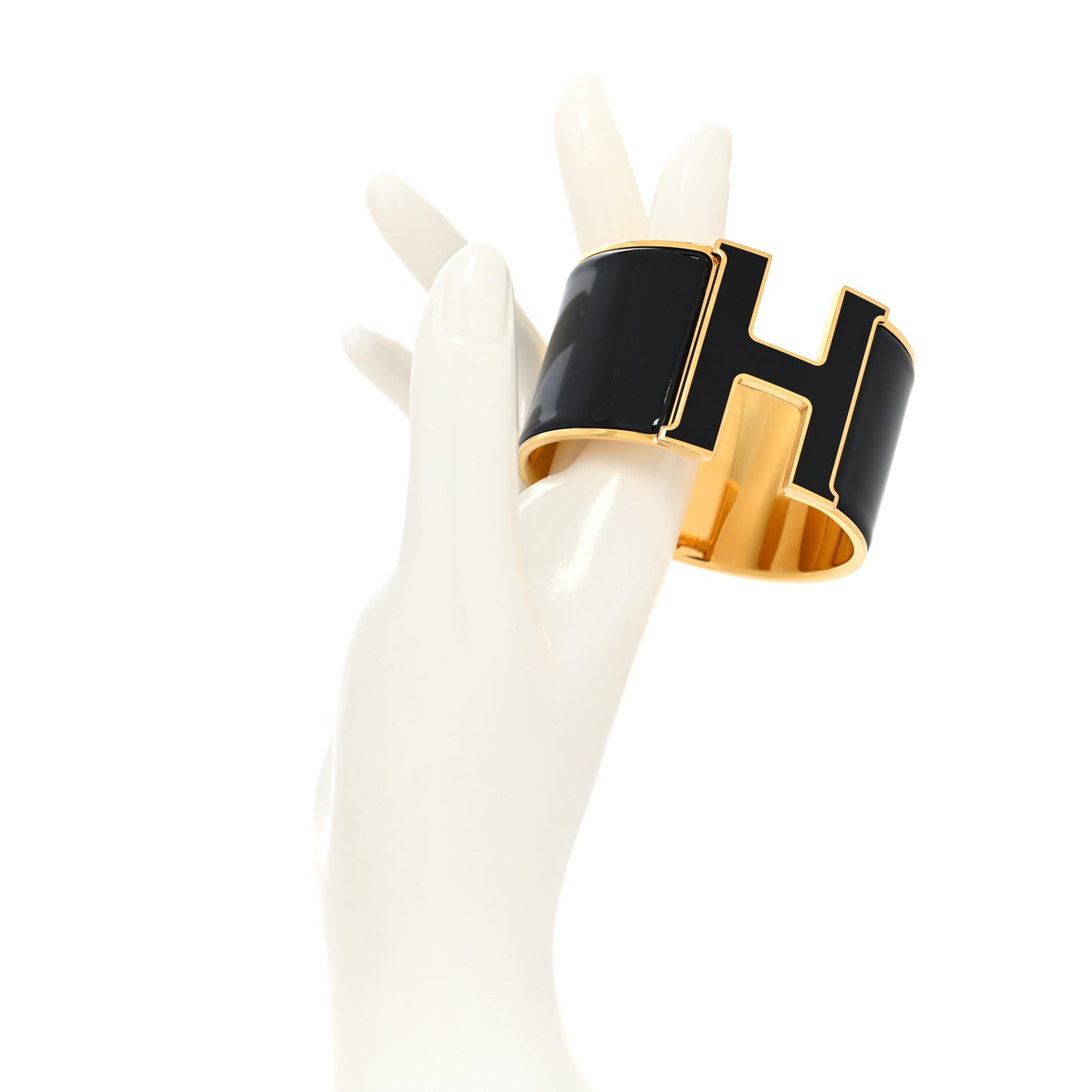 Enamel Extra Wide Clic H Bracelet PM Black