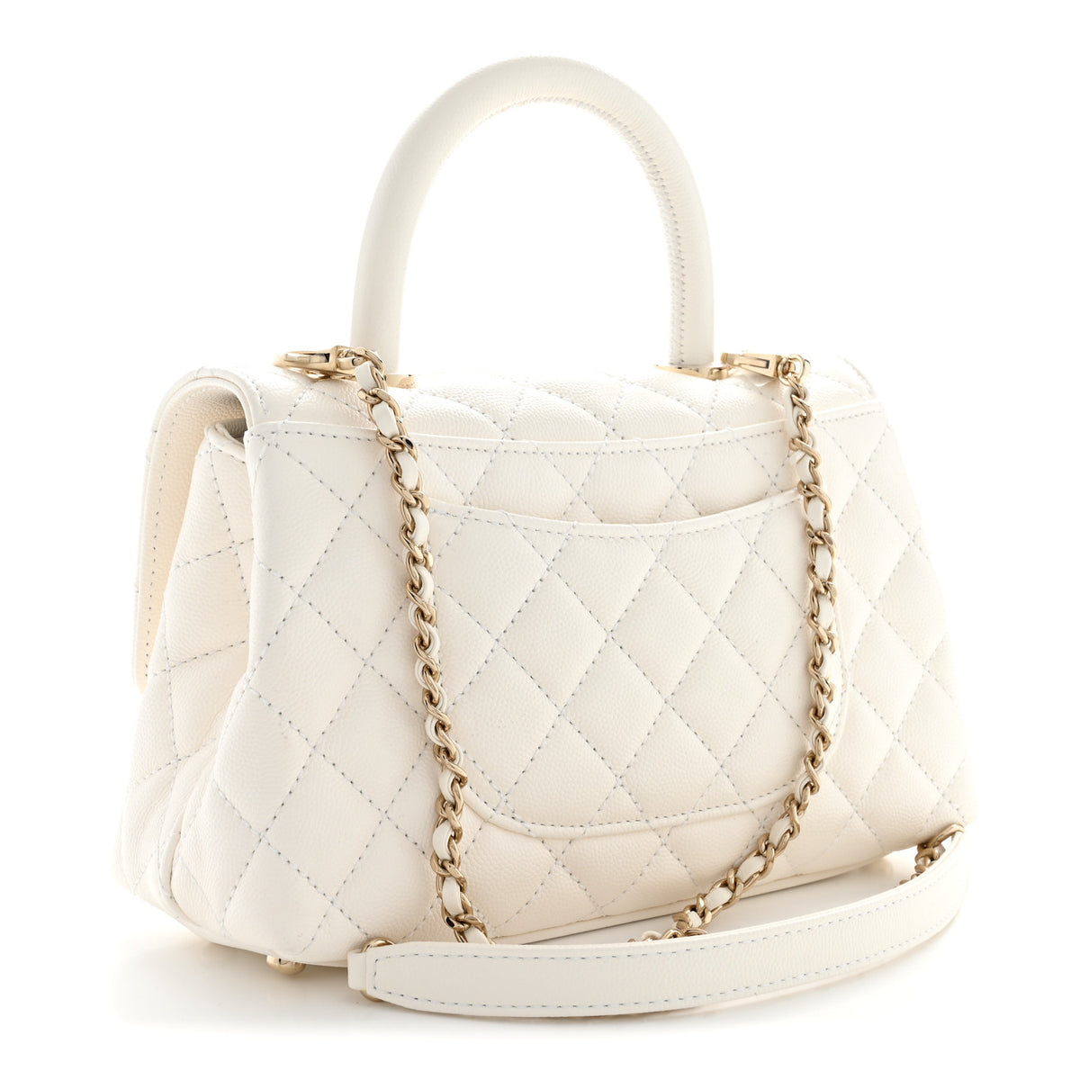 Chanel Caviar Quilted Mini Coco Handle Flap White 3 of 10