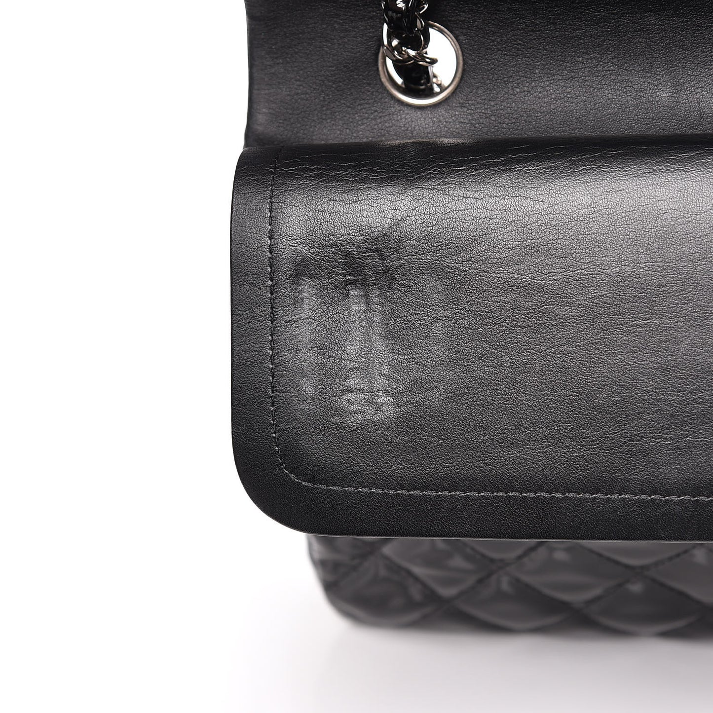Patent Quilted Medium Double Flap Black