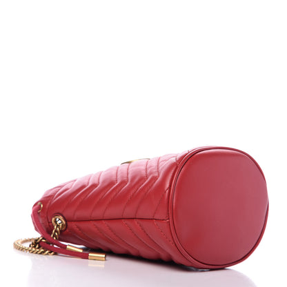 Gucci Calfskin Matelasse Mini GG Marmont 2.0 Bucket Bag Hibiscus Red 4 of 9