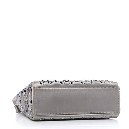 Christian Dior Satin Crystal Cannage Mini Lady Dior Gray 3 of 5