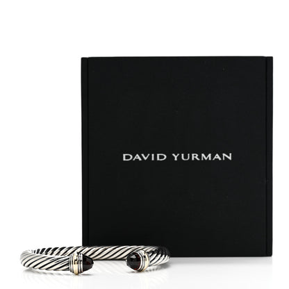 David Yurman Sterling Silver 14K Yellow Gold Garnet 7mm Cable Classics Bracelet 4 of 4