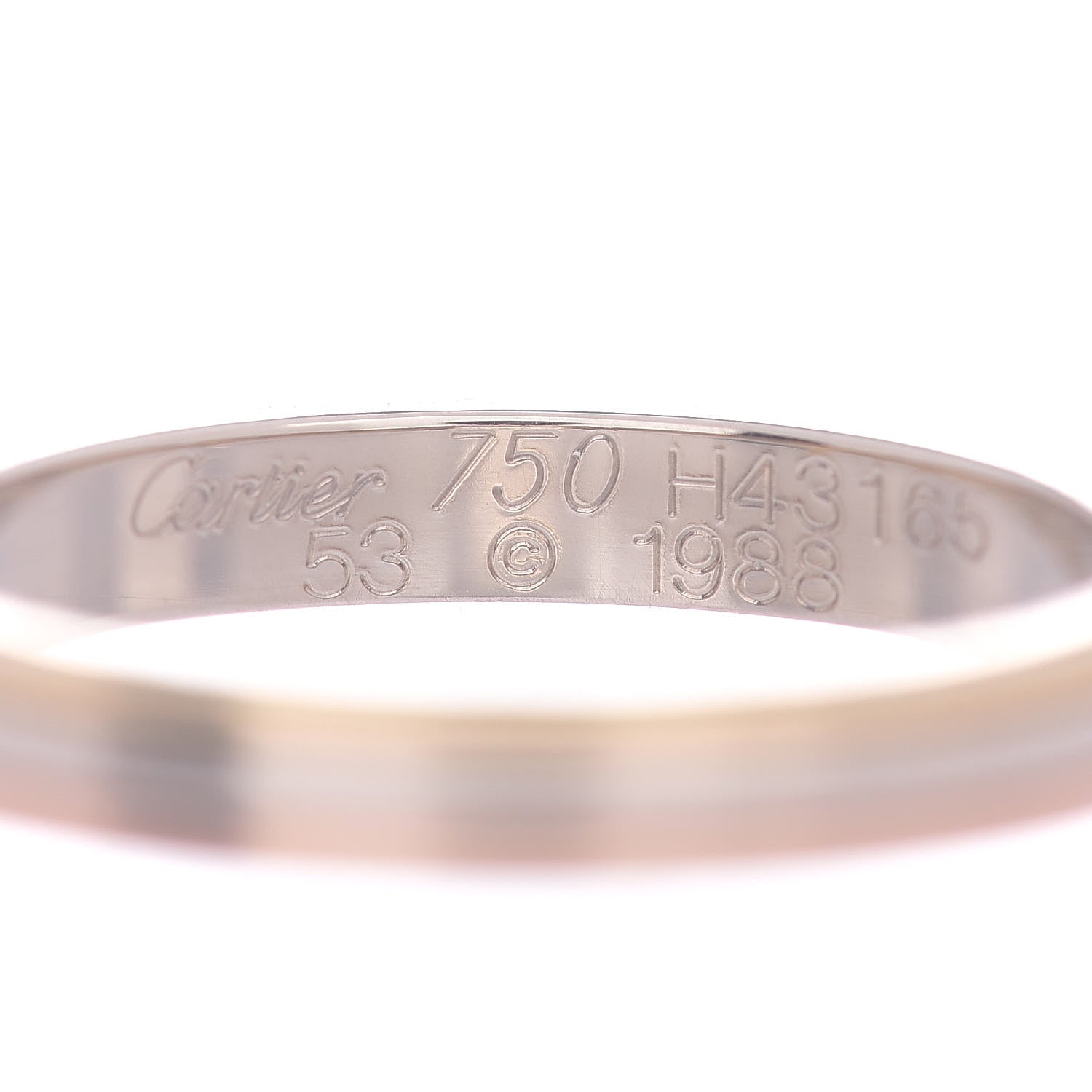Cartier 18K Pink White Yellow Gold 2.8mm Trinity Wedding Band Ring 53 6.5 4 of 4