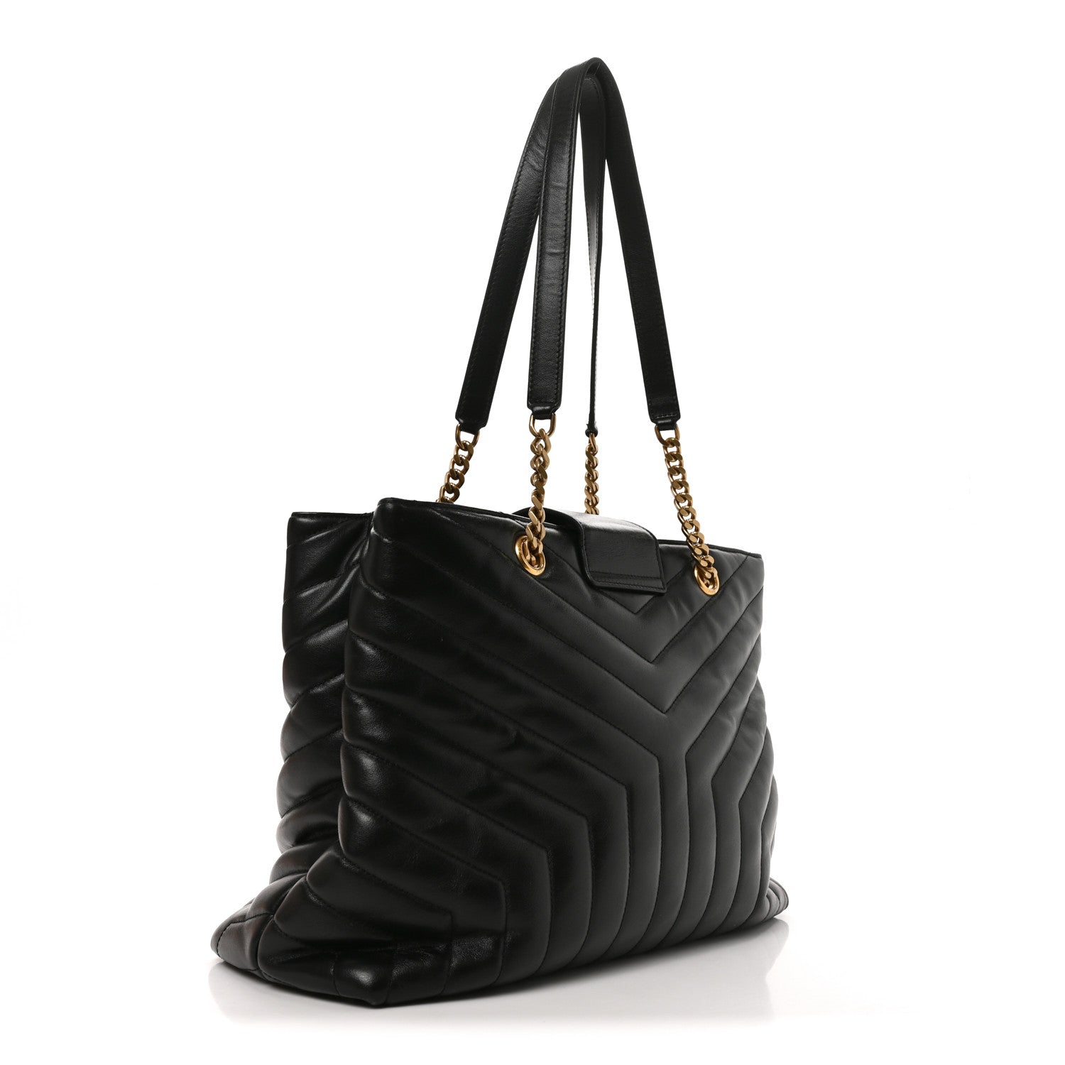 Saint Laurent Calfskin Y Quilted Monogram Large Loulou Shopper Black 3 of 10