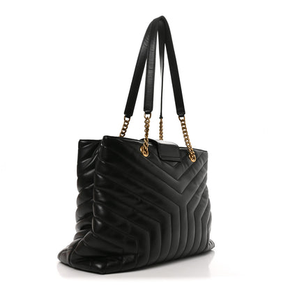 Saint Laurent Calfskin Y Quilted Monogram Large Loulou Shopper Black 3 of 10
