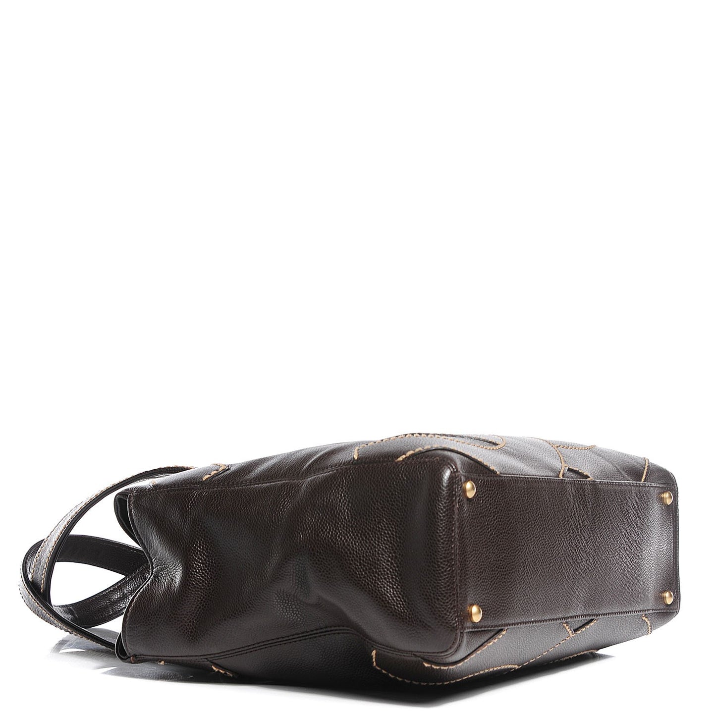 Caviar CC Stitched Large Tote Brown