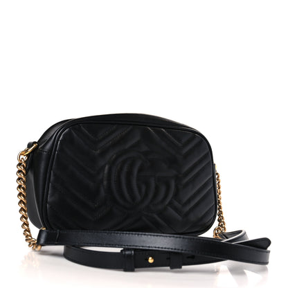 Gucci Calfskin Matelasse Small GG Marmont Chain Shoulder Bag Black 3 of 10