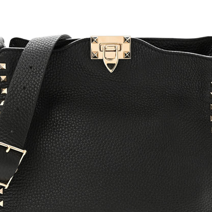 Valentino Garavani Pebbled Calfskin Small Rockstud Flip-Lock Messenger Bag Black 6 of 8