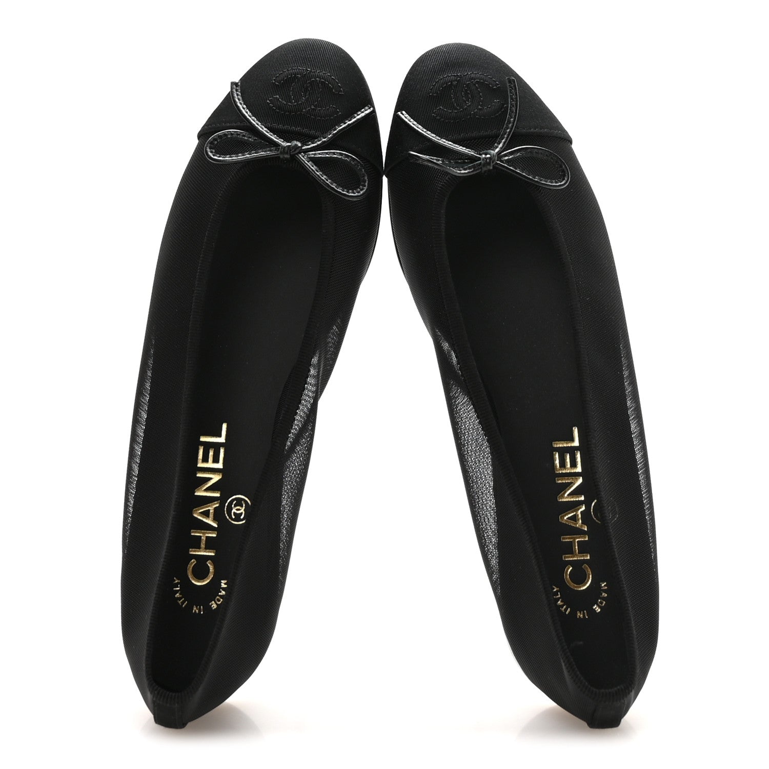Chanel Mesh Grosgrain CC Cap Toe Ballerina Flats 37 Black 2 of 8