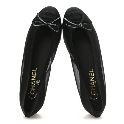 Chanel Mesh Grosgrain CC Cap Toe Ballerina Flats 37 Black 2 of 8