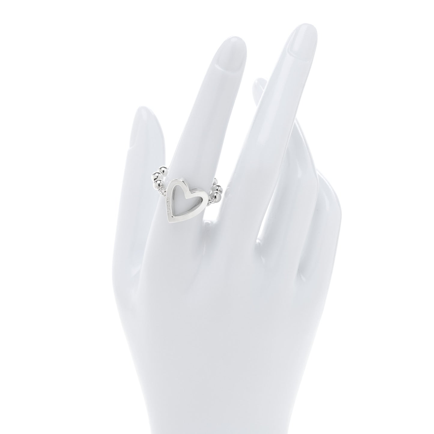 Sterling Silver Bead Heart Ring 54 7