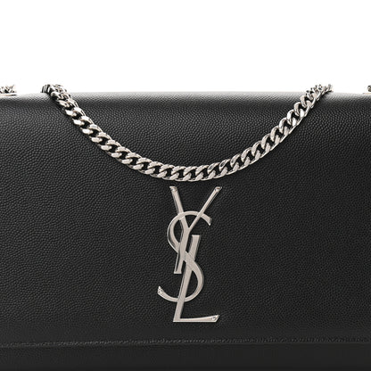 Saint Laurent Grain De Poudre Medium Classic Monogram Kate Satchel Black 7 of 9