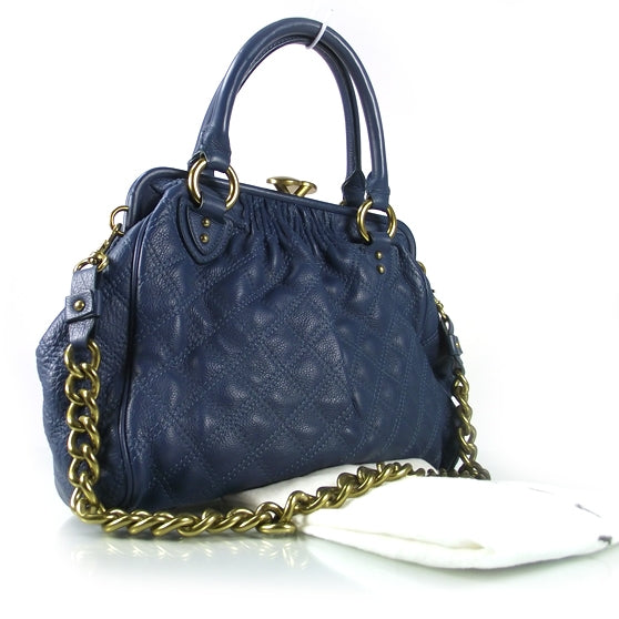 Quilted Leather Stam Blue