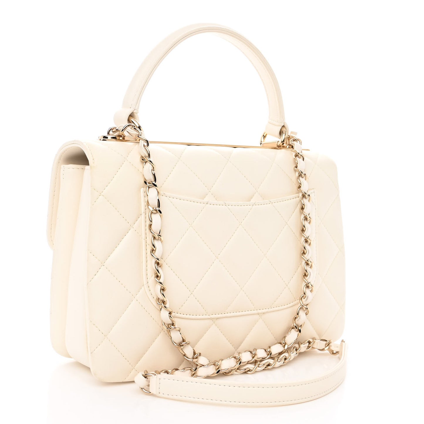 Lambskin Quilted Small Trendy CC Dual Handle Flap Bag White