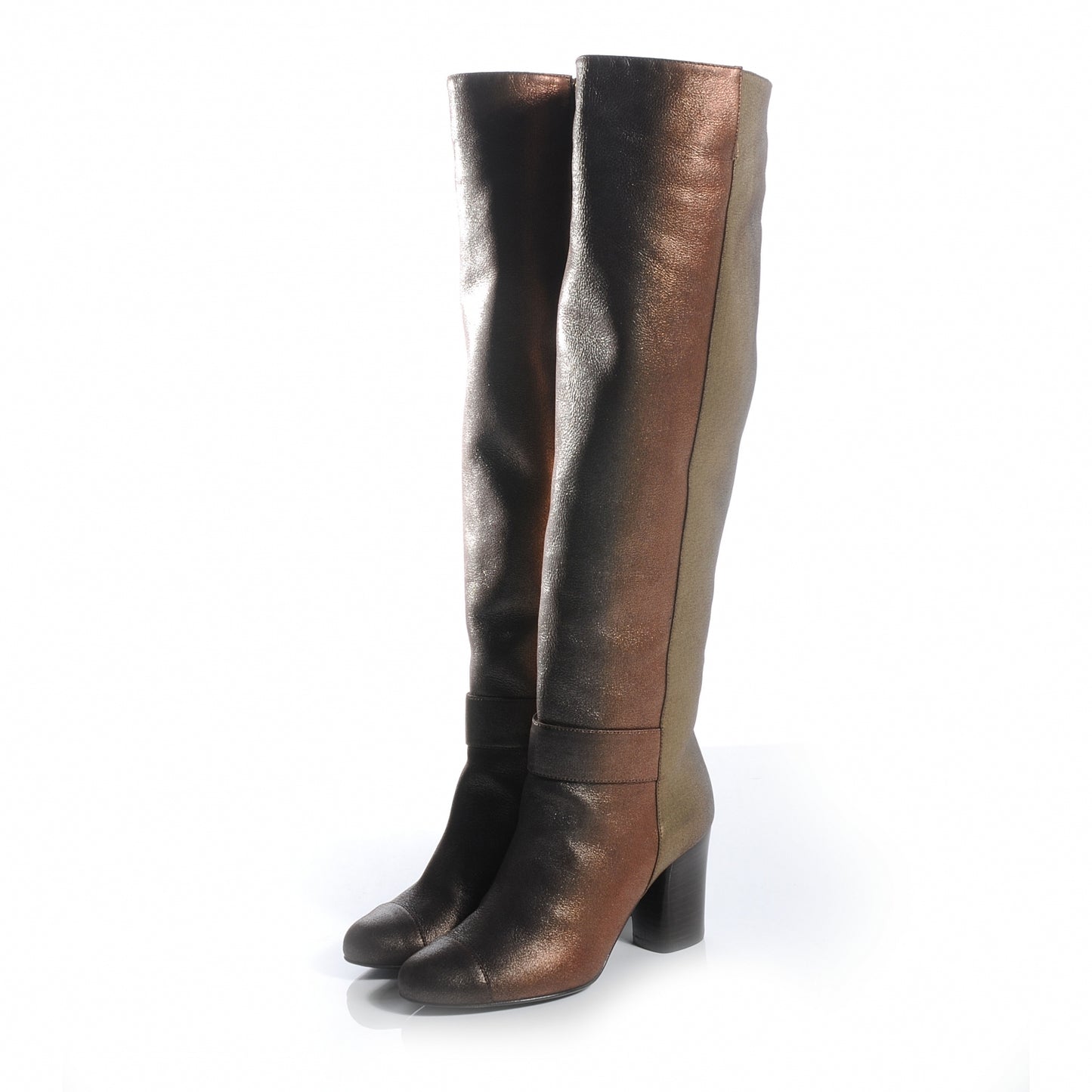 Iridescent Calfskin High Boots 35 Gold