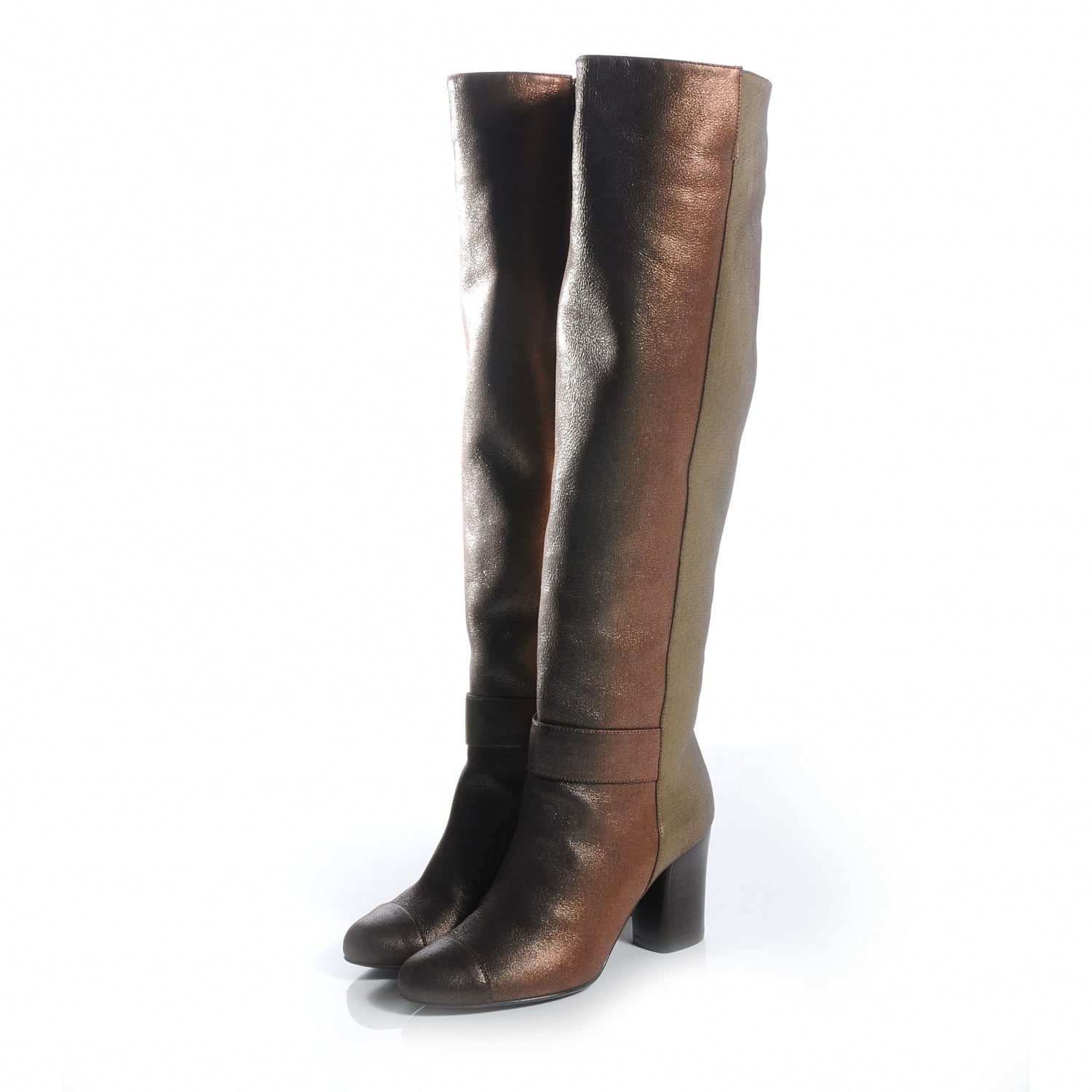 Chanel Iridescent Calfskin High Boots 35 Gold 3 of 7