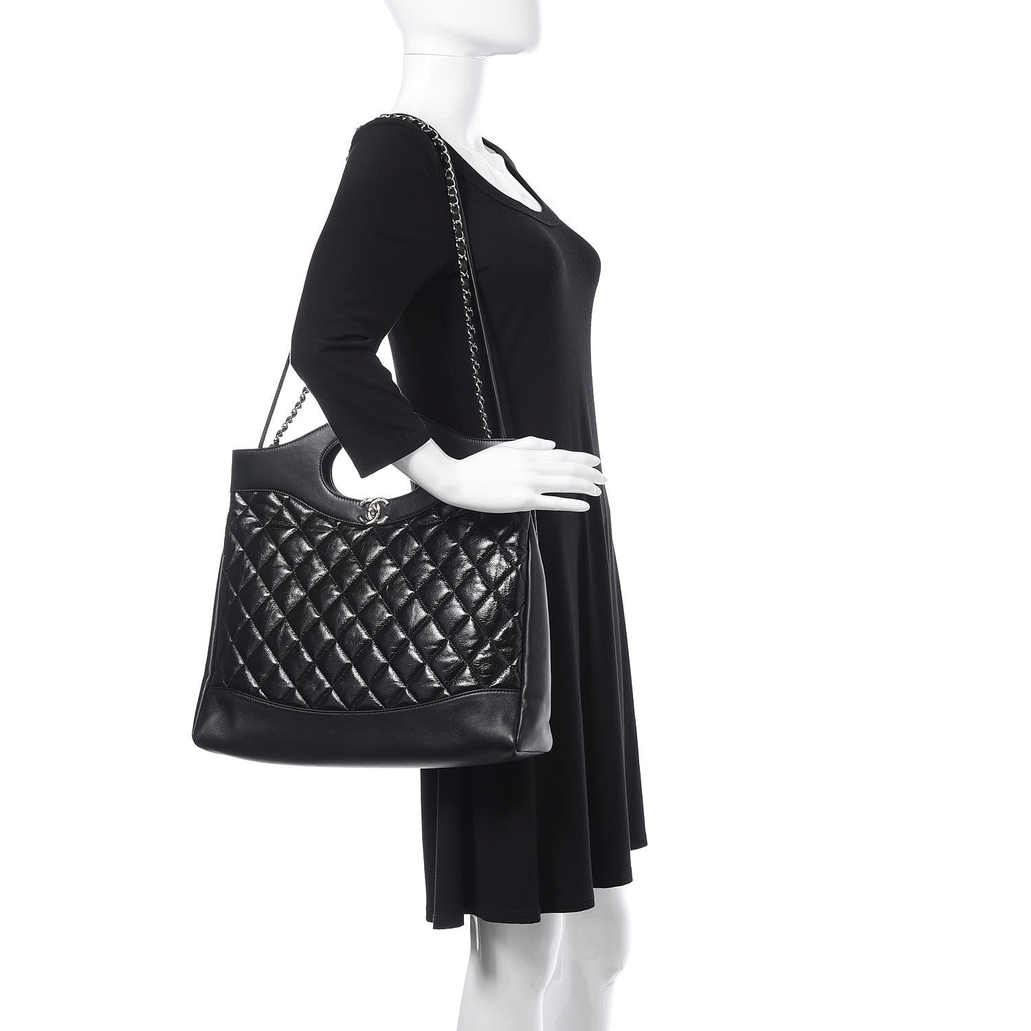Chanel Aged Calfskin Quilted Large 31 Shopping Bag Black 2 of 11