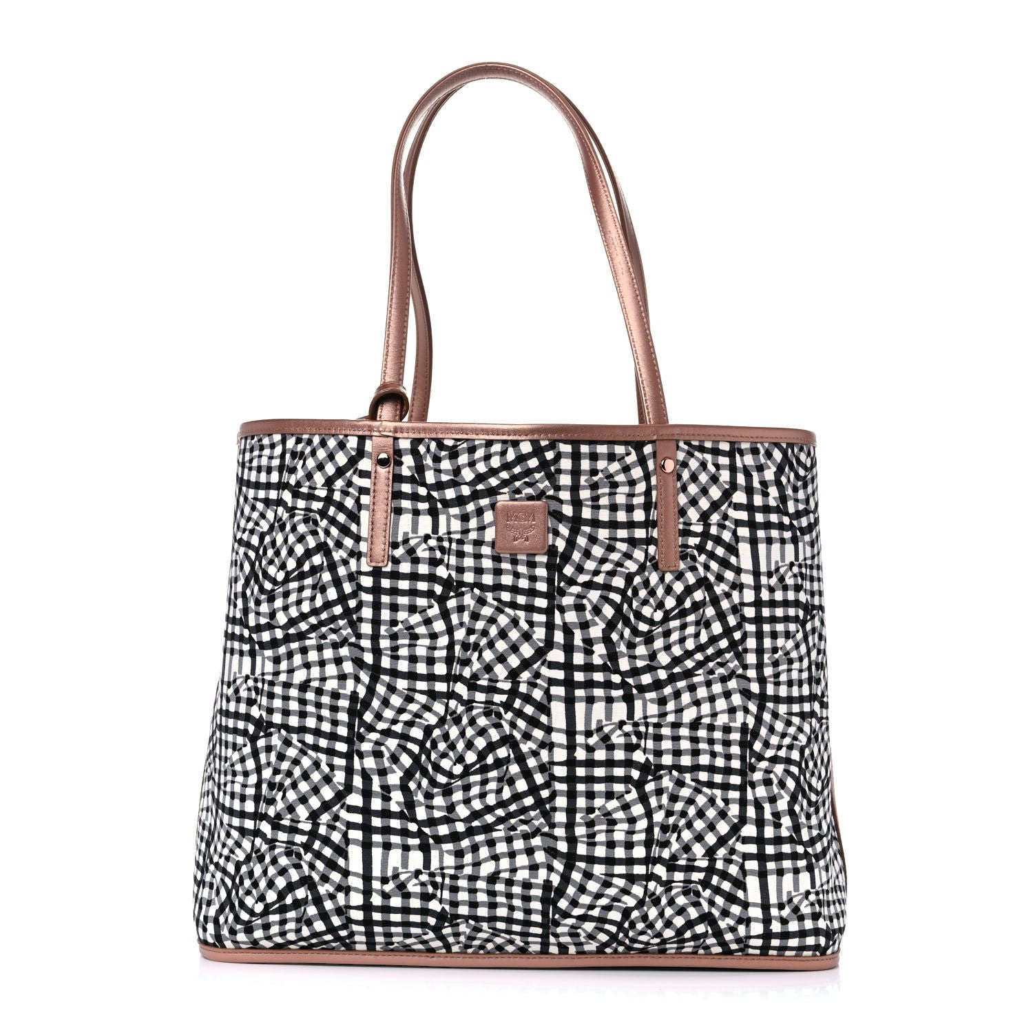 MCM Metallic Visetos Medium Reversible Shopper Tote Champagne Gold 10 of 15