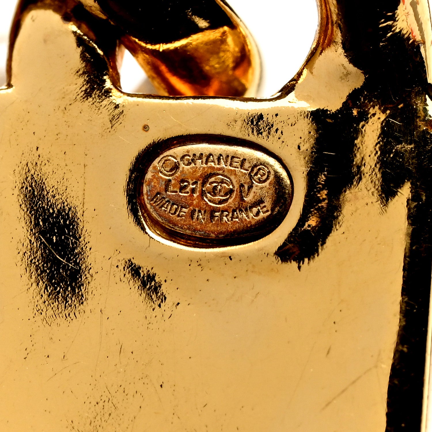 Chanel Crystal Tag Drop Earrings Gold 4 of 4