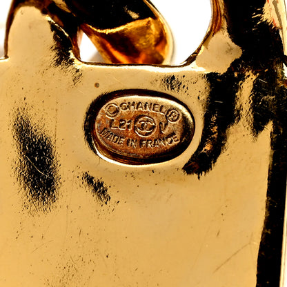 Chanel Crystal Tag Drop Earrings Gold 4 of 4