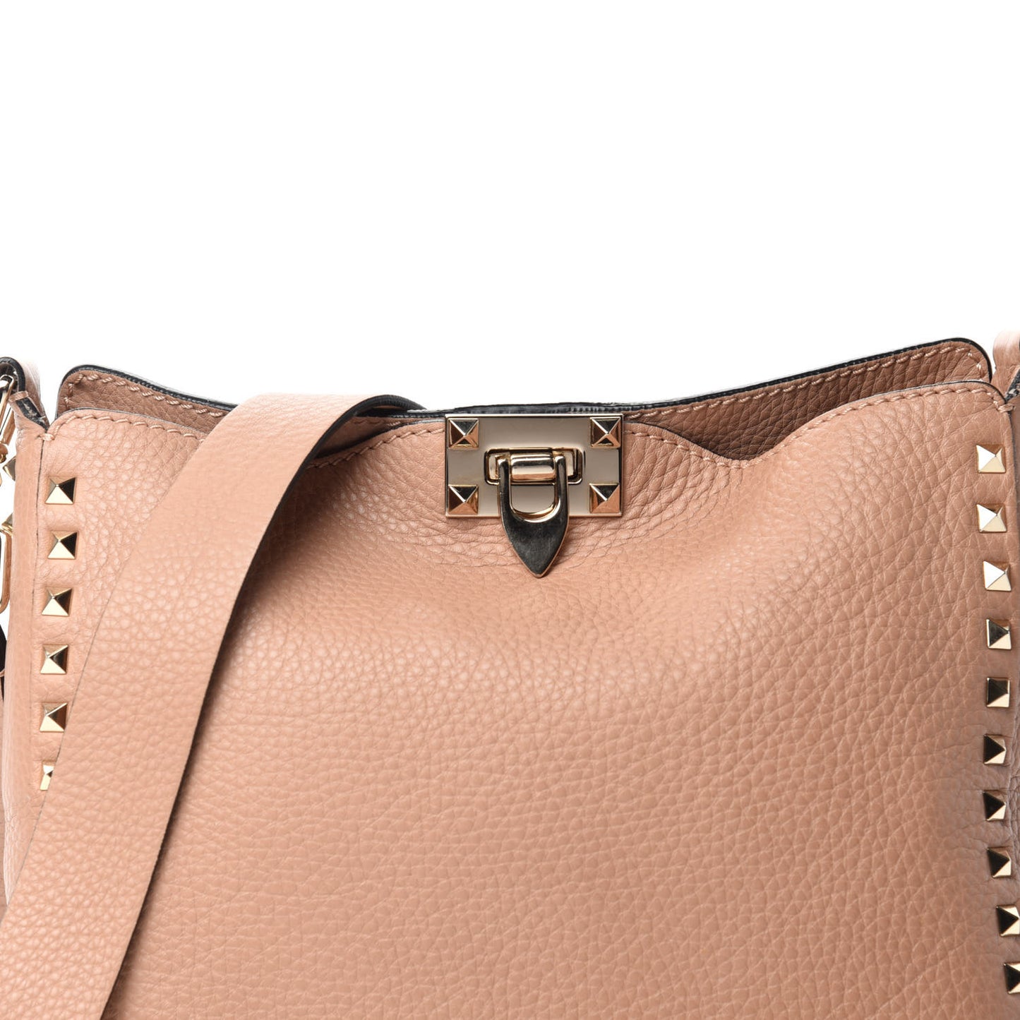 Pebbled Calfskin Small Rockstud Flip-Lock Messenger Bag Skin Sorbet