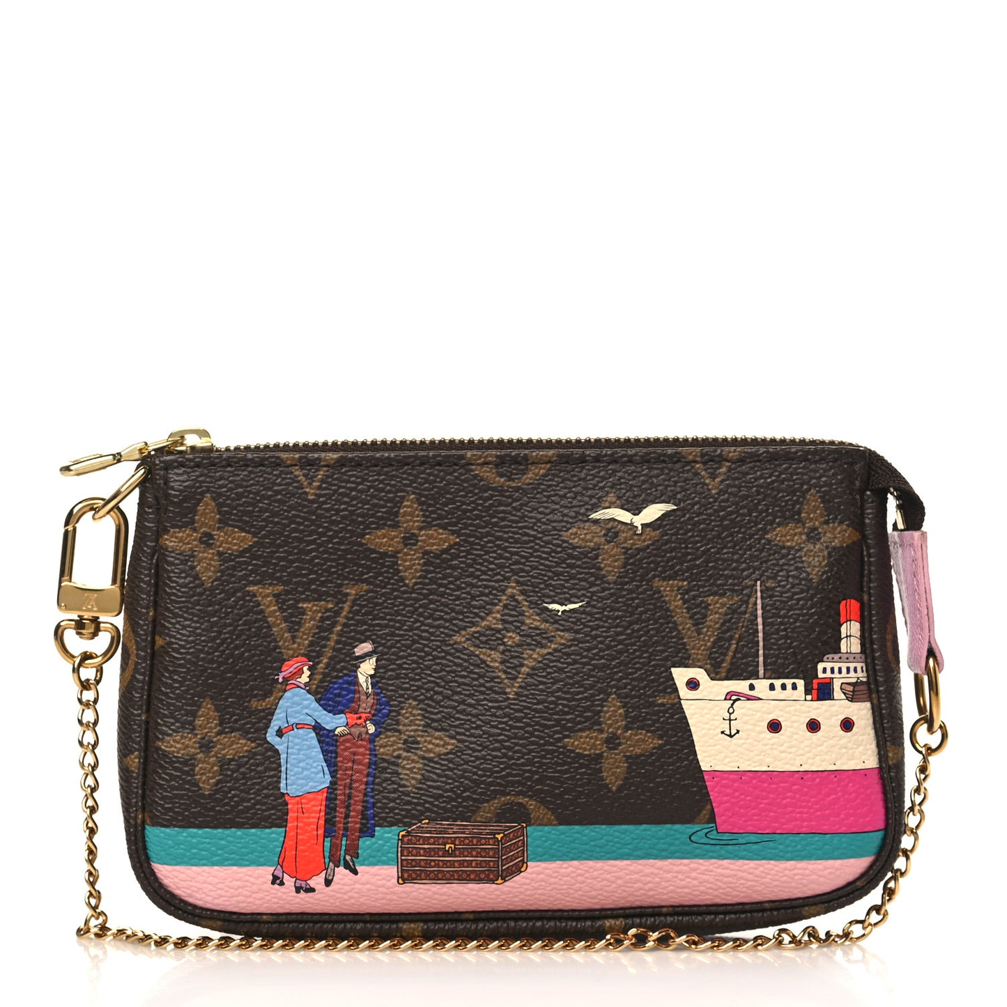 Monogram 2016 Christmas Animation Mini Pochette Accessories Rose Ballerine