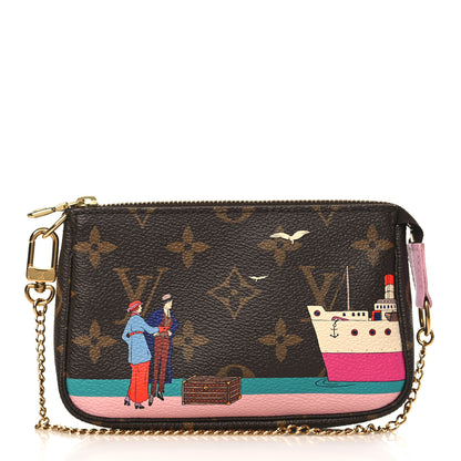 Louis Vuitton Monogram 2016 Christmas Animation Mini Pochette Accessories Rose Ballerine 1 of 9