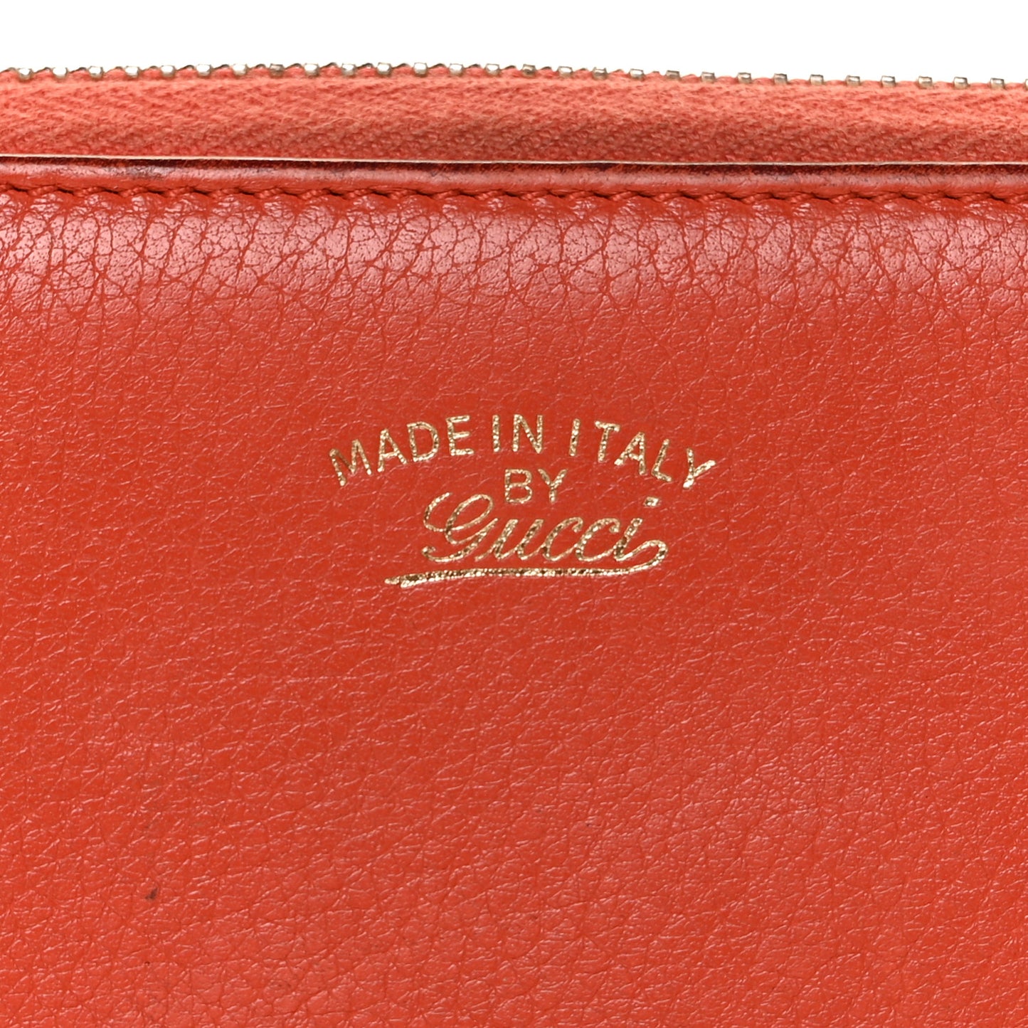 Pebbled Calfskin Bamboo Tassel Zip Around Wallet Orange