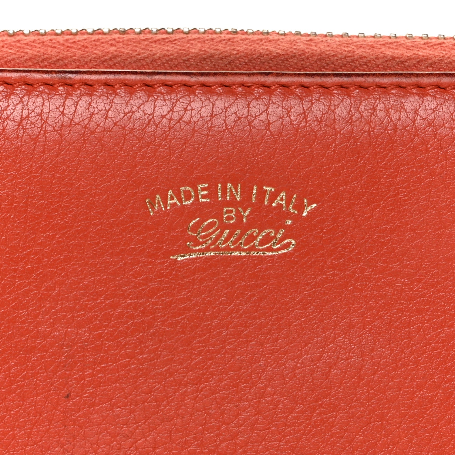 Gucci Pebbled Calfskin Bamboo Tassel Zip Around Wallet Orange 6 of 11