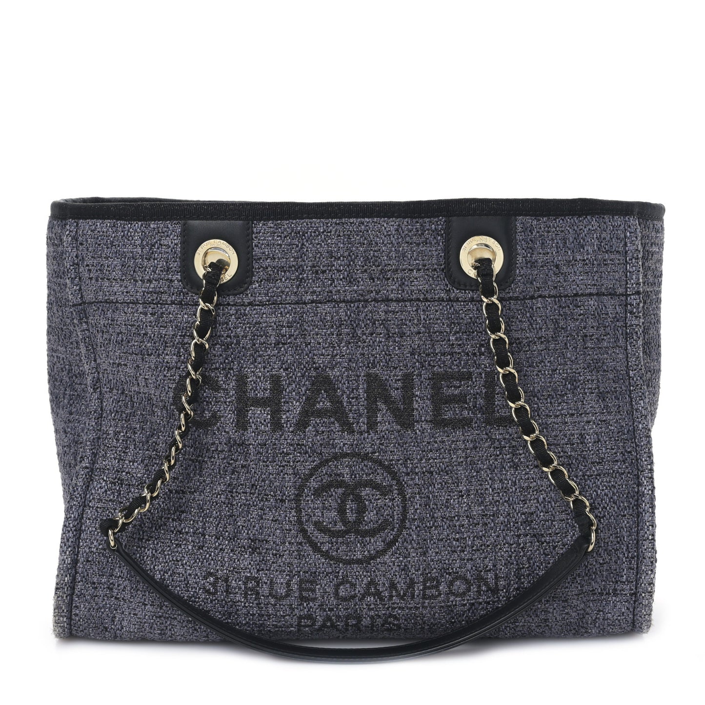 Mixed Fibers Calfskin Small Deauville Tote Blue