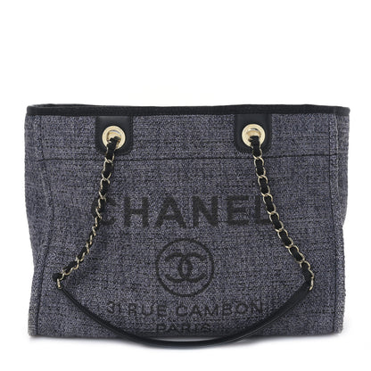 Chanel Mixed Fibers Calfskin Small Deauville Tote Blue 1 of 17