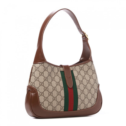 Gucci GG Supreme Monogram Azalea Calfskin Web Small Jackie 1961 Hobo Beige Ebony Brown Sugar 2 of 10