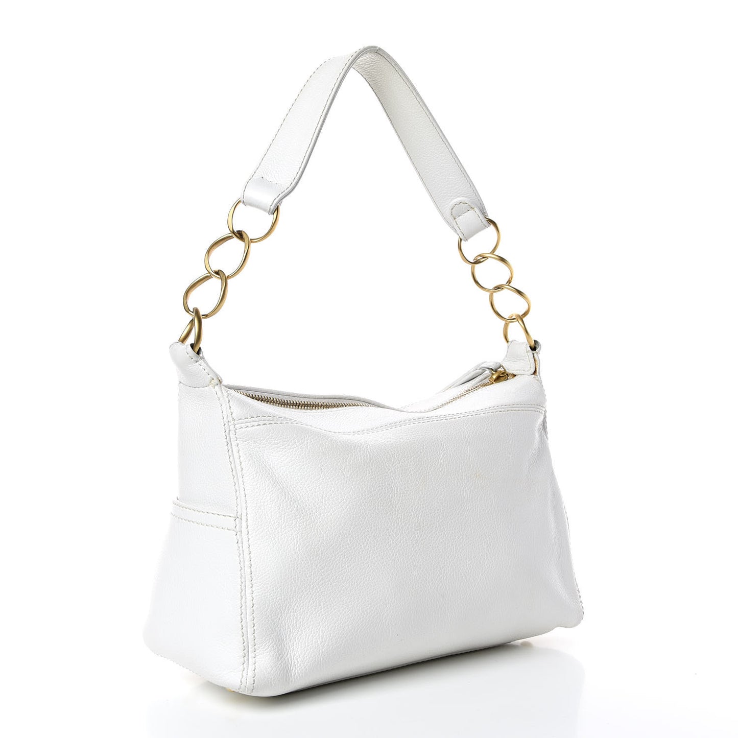 Calfskin CC Shoulder Bag White
