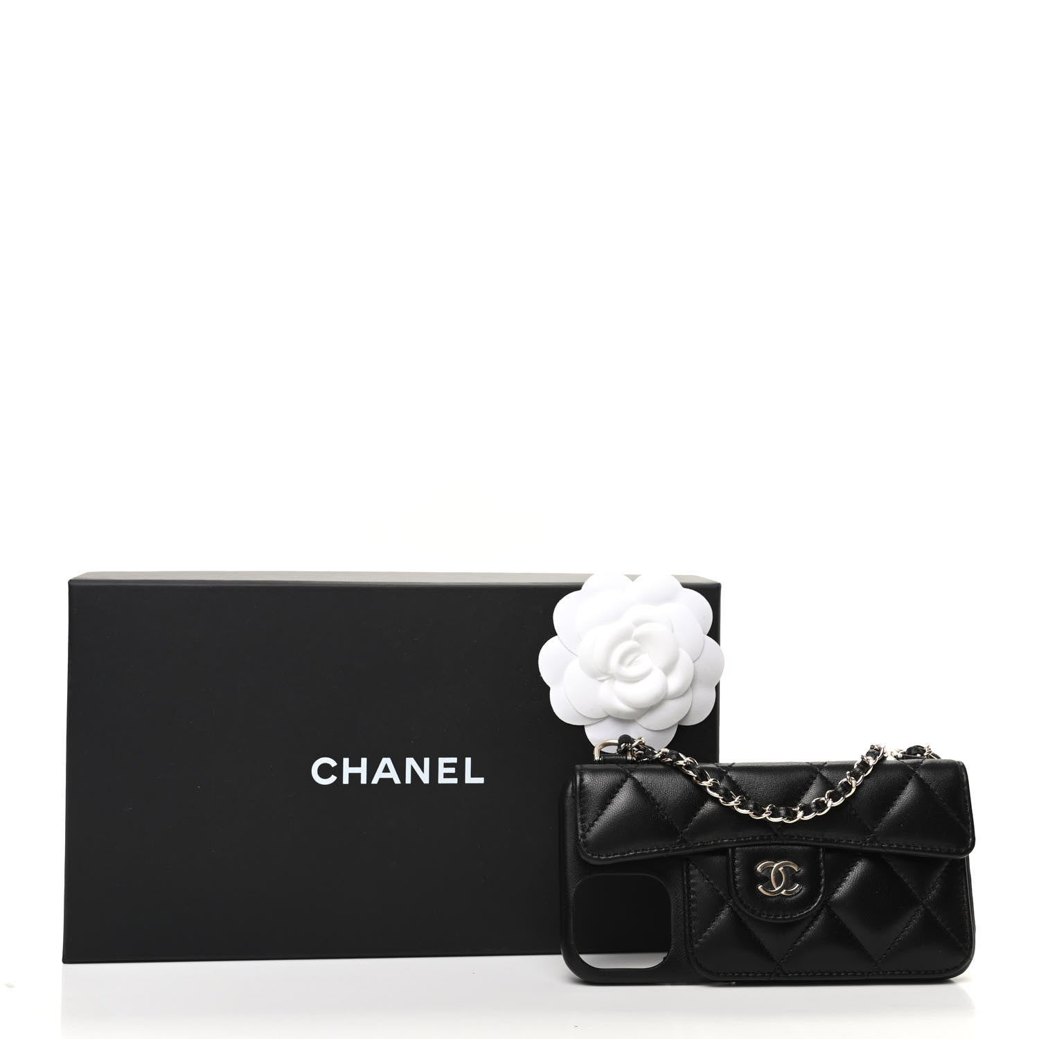 Chanel Lambskin Quilted iPhone XII Pro Max Case With Chain Black 7 of 7