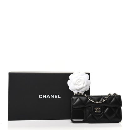 Chanel Lambskin Quilted iPhone XII Pro Max Case With Chain Black 7 of 7