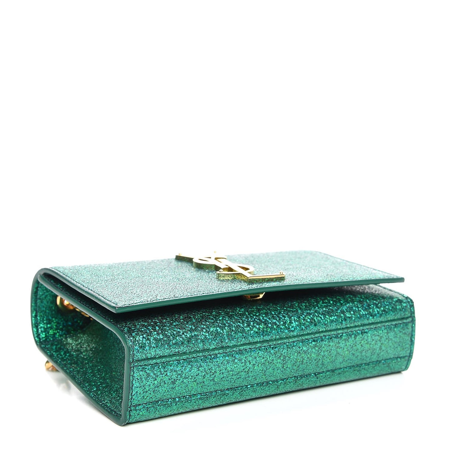 Metallic Calfskin Small Classic Monogram Kate Satchel Green