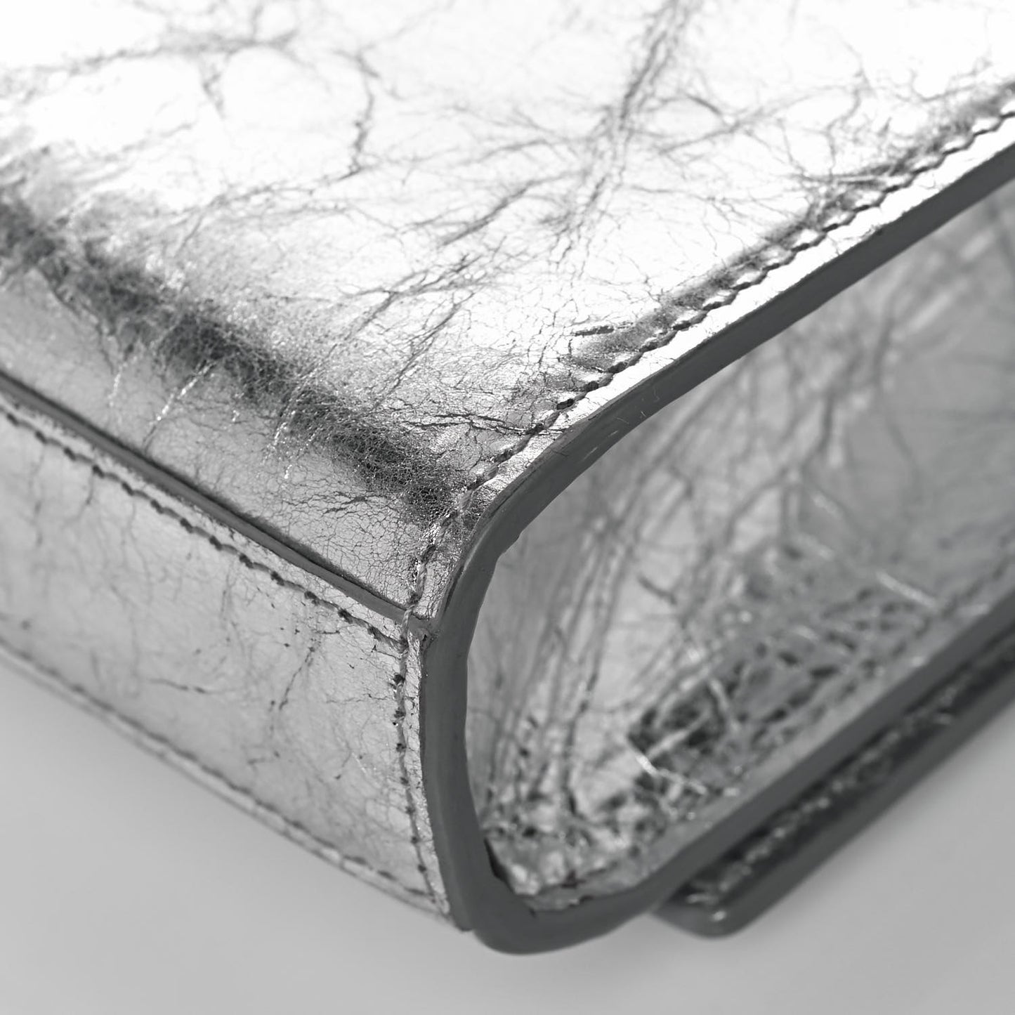 Metallic Crinkled Calfskin Small Classic Monogram Kate Satchel Silver
