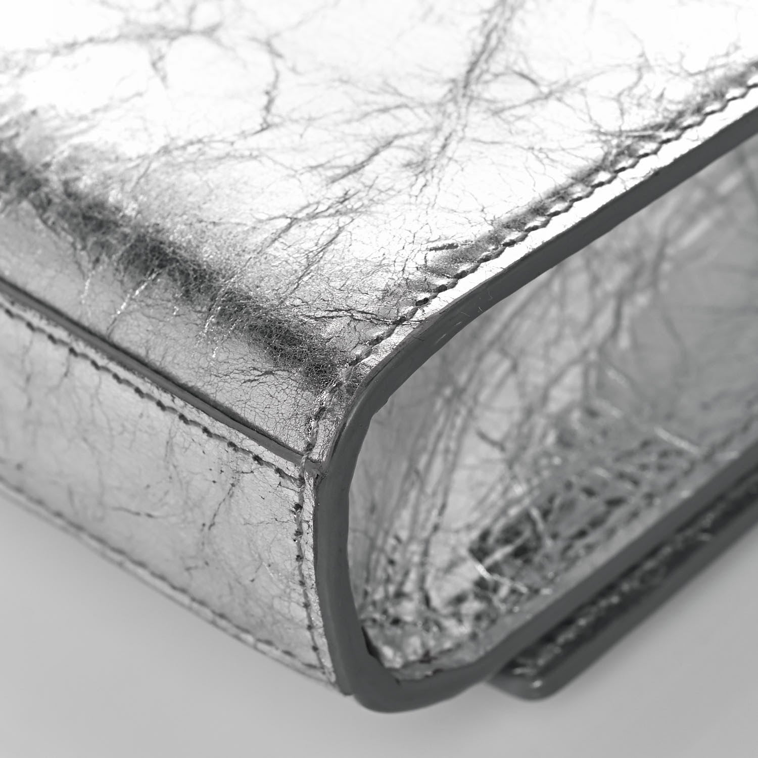 Saint Laurent Metallic Crinkled Calfskin Small Classic Monogram Kate Satchel Silver 11 of 11