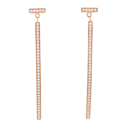Tiffany 18K Rose Gold Diamond T Bar Earrings 1 of 6
