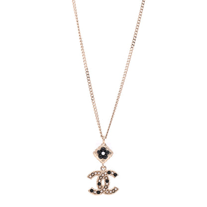 Chanel Crystal Pearl CC Candy Camellia Necklace Gold Black 1 of 5