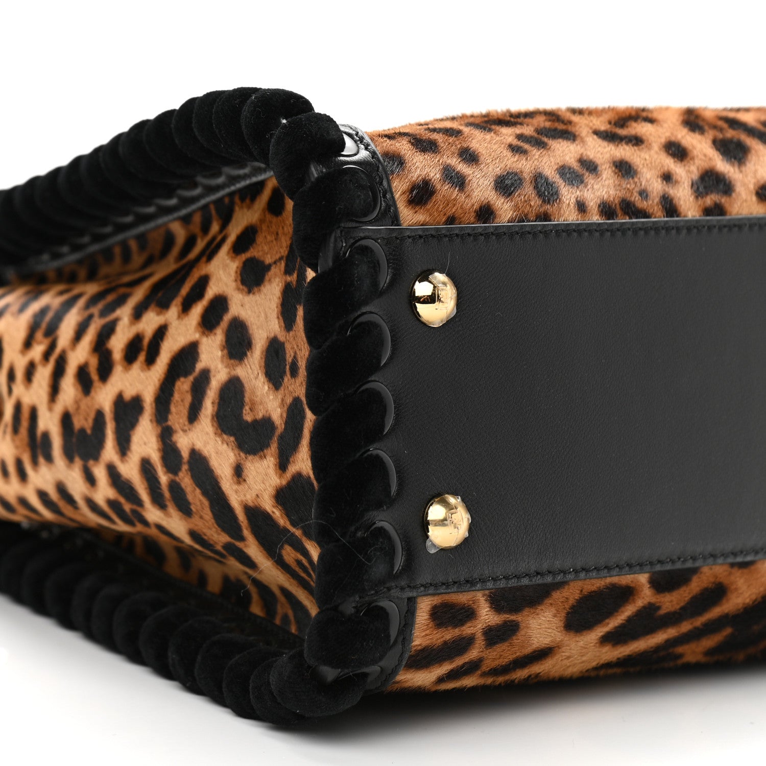 Fendi Calf Hair Leopard Print Lace Up Medium Peekaboo Iconic Satchel Tobacco 10 of 11