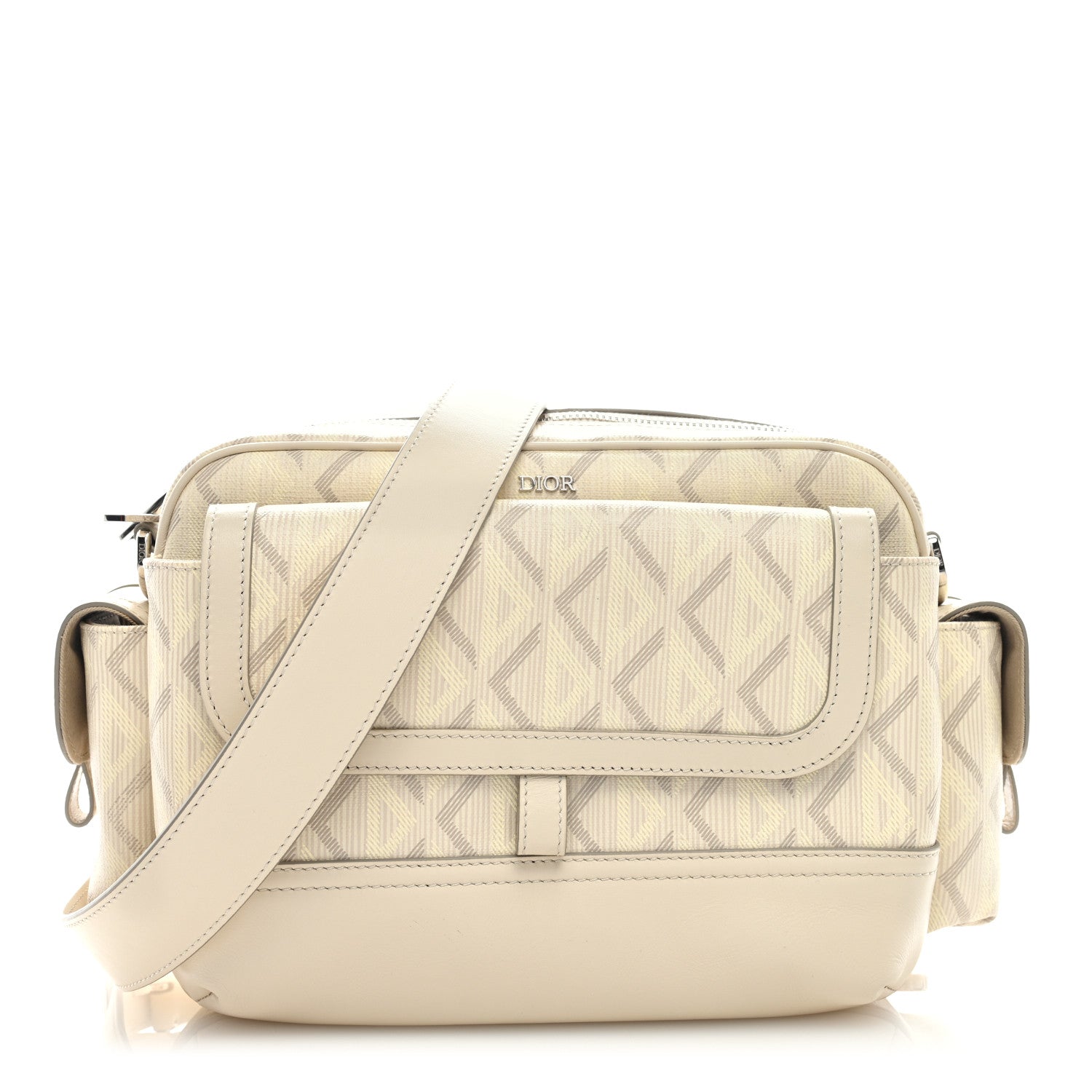 Christian Dior Coated Canvas CD Diamond Hit The Road Messenger Natural 1 of 8