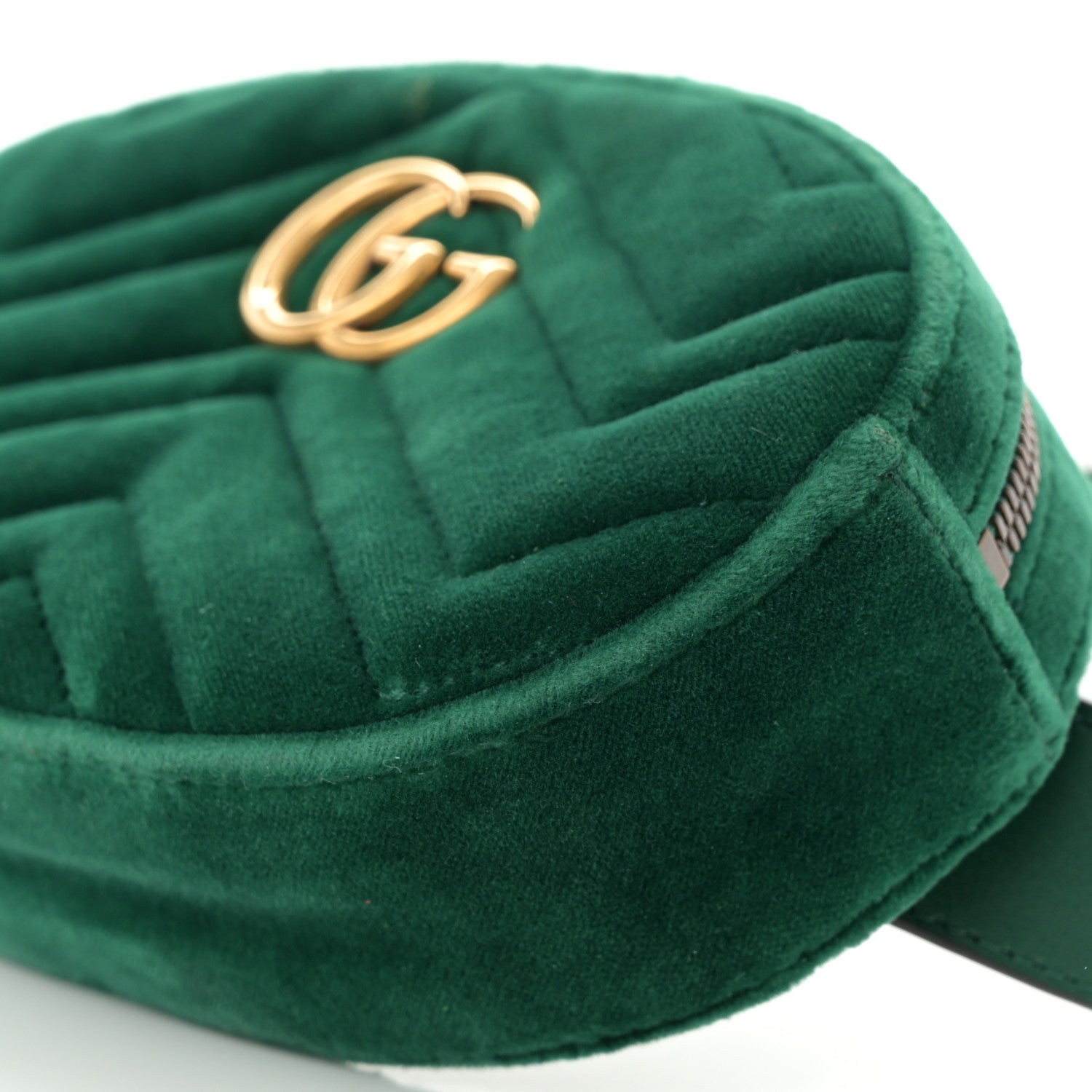 Gucci Velvet Matelasse GG Marmont Belt Bag 85 34 Green 10 of 10