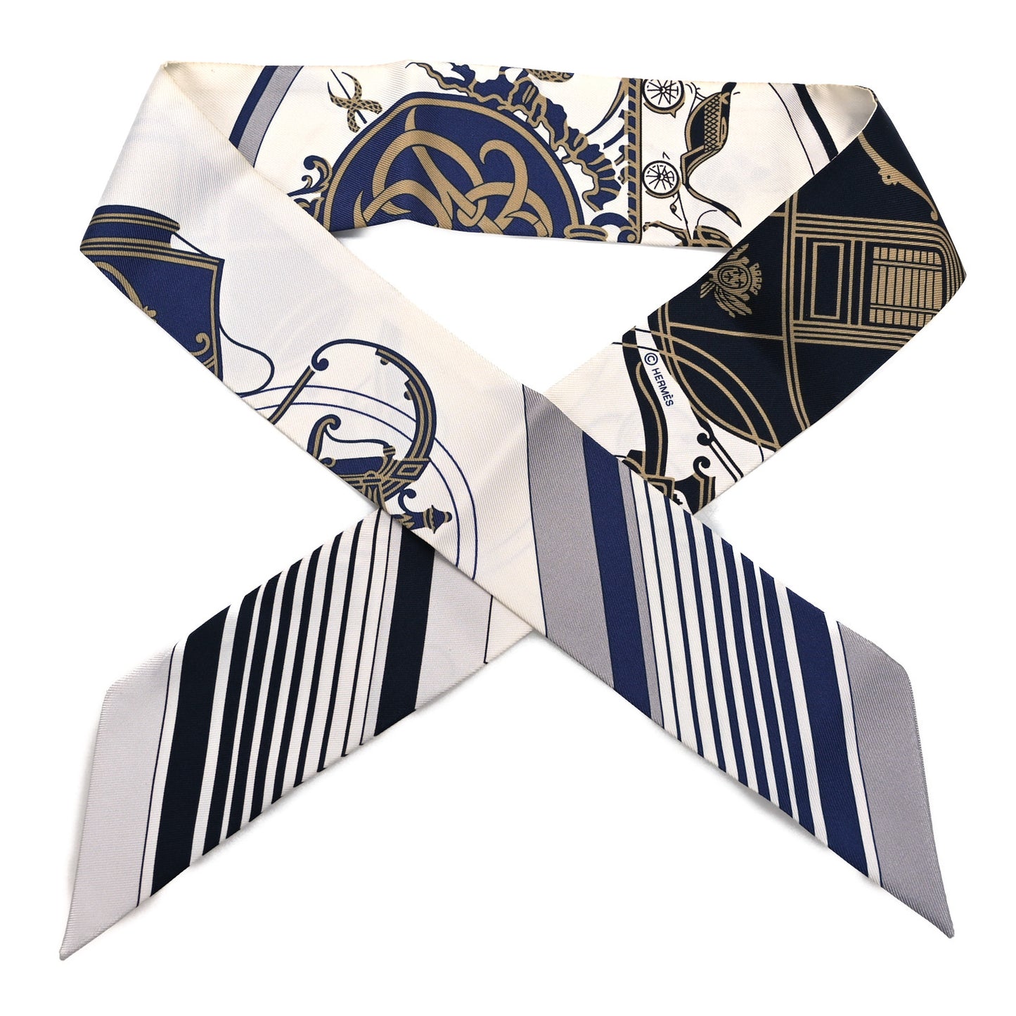 Silk Ex-Libris Twilly White Marine Gris