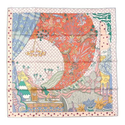 Hermes Silk Le Premier Chant Scarf 90 Abricot Ciel Vert 1 of 3