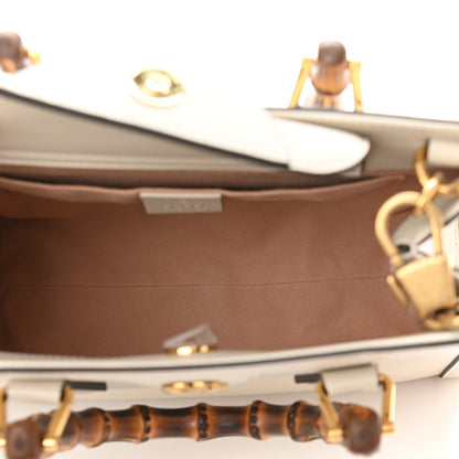 Gucci Wonka Grain Calfskin Small Diana Tote Bag Mystic White Orange Fluo 5 of 13