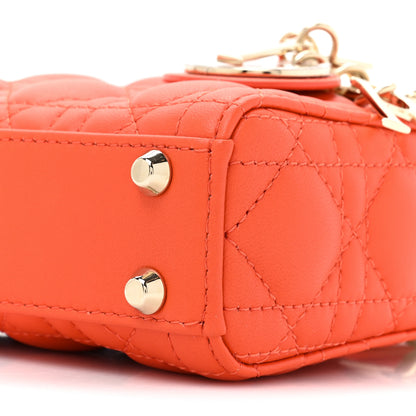 Christian Dior Lambskin Cannage Micro Lady Dior Orange 8 of 9